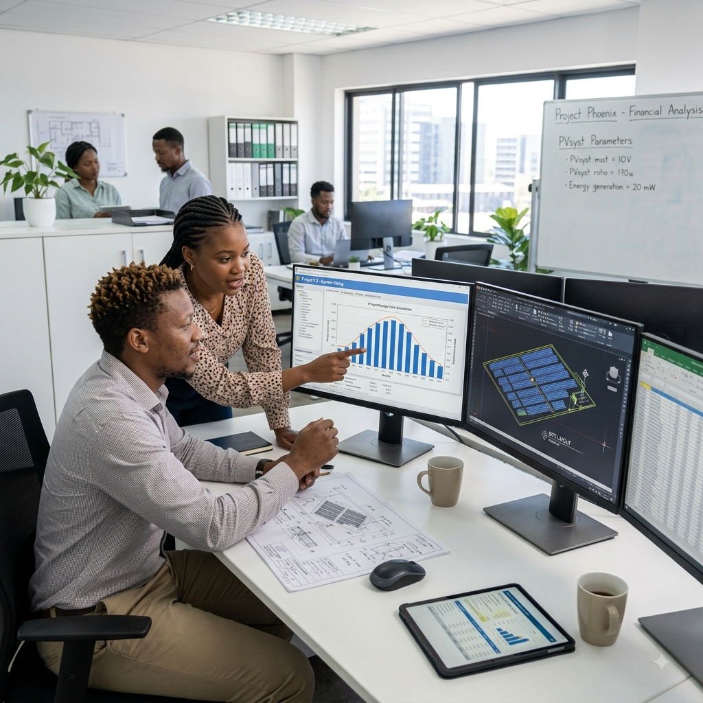 Energy consulting team meeting with clients