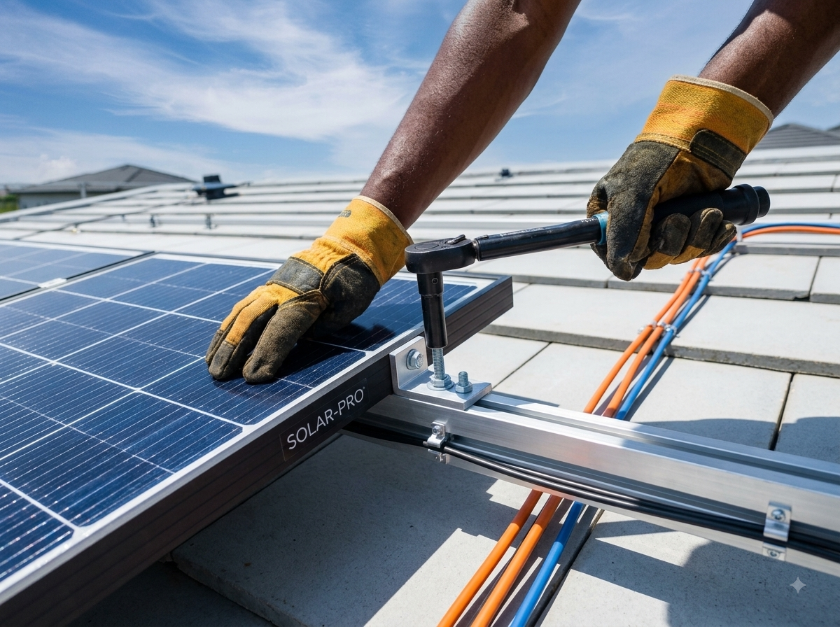 Ecosun solar installation team installing panels on a residential rooftop