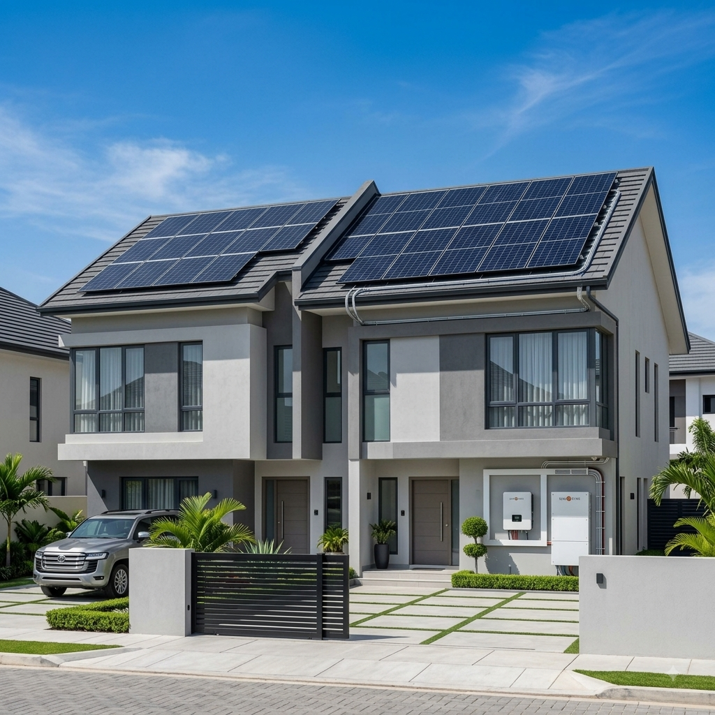 Residential solar panels installed on a modern home roof